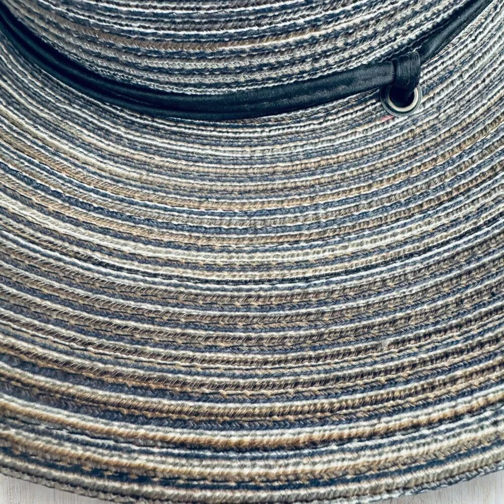 New SLOGGERS Braided Wide Brim Sun Hat Lanyard Outdoor Garden Beach UPF 50+ Blue